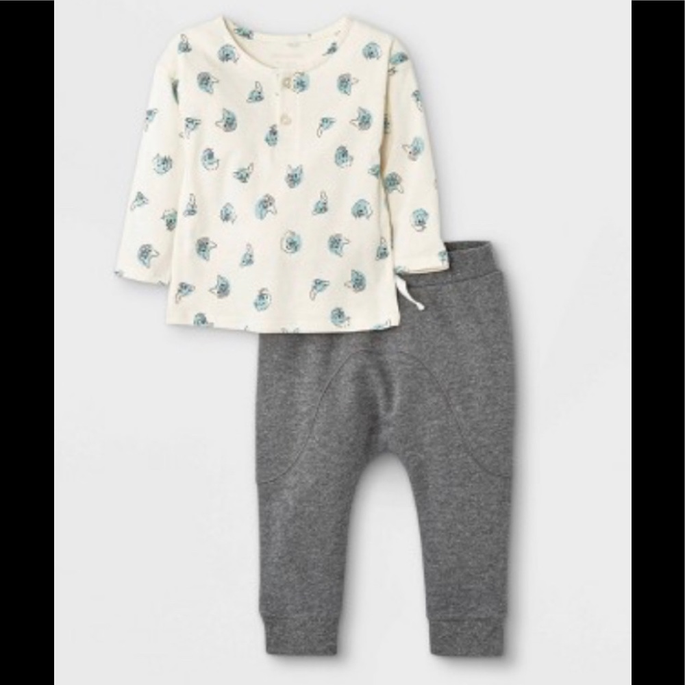 Grayson Mini Baby Boys' French Terry Jersey Henley Top & Bottom Set 6-9 Months